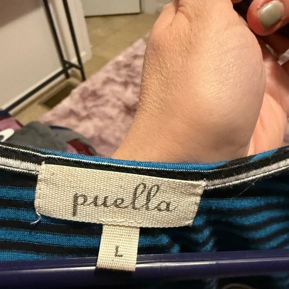 Pastels Blue and Black Striped Short Sleeve Tee - Picture 3 of 3